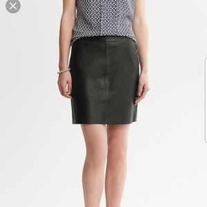 Hunter Green Leather Mini Skirt